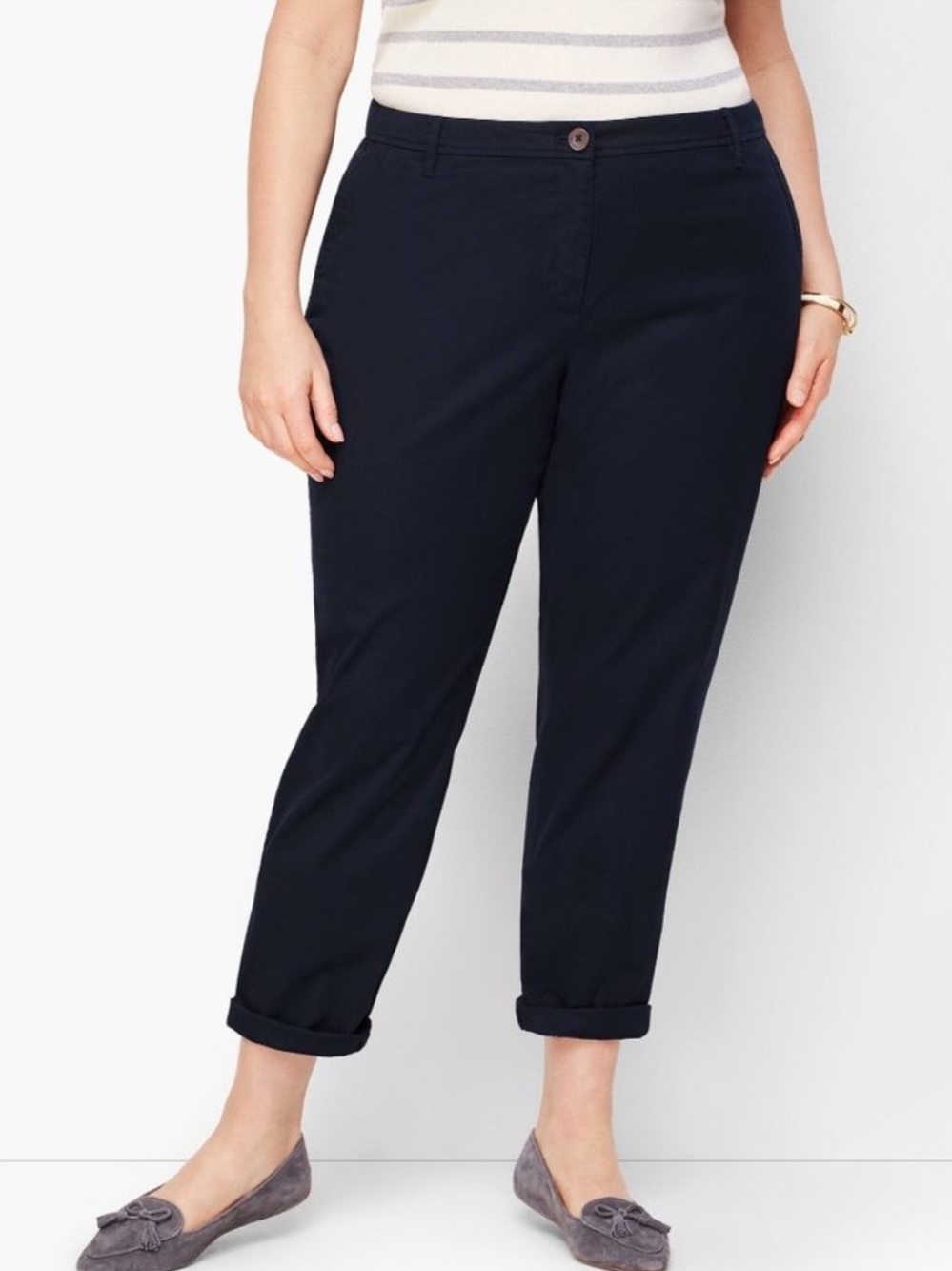 Talbots Black Girlfriend Chino Size 12 petite Mid Rise Tapered Leg